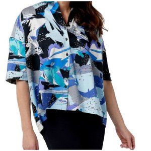Attitudes by Renee Button Front Printed Shirt Jacket 2X (606)